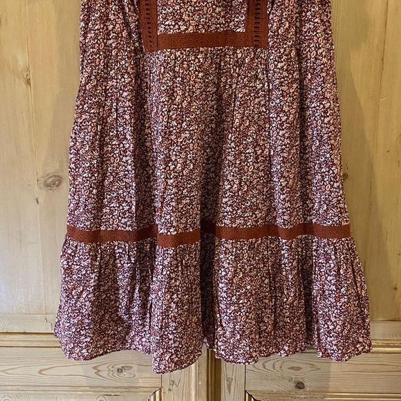 Madewell Floral Mini Dress in Brown & Red Size Small - Picture 5 of 7